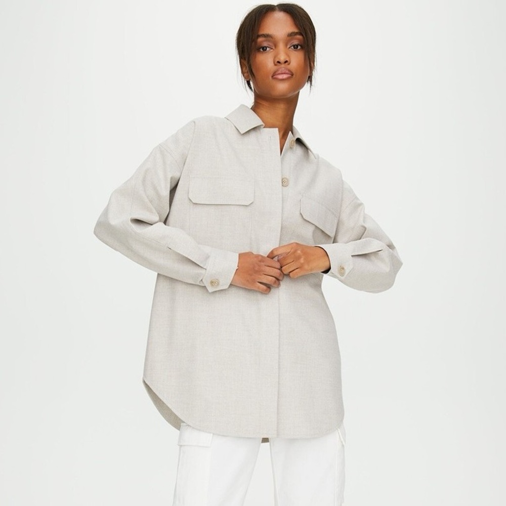 Aritzia Babaton Graydon Gray Oversized Flannel Shirt Jacket